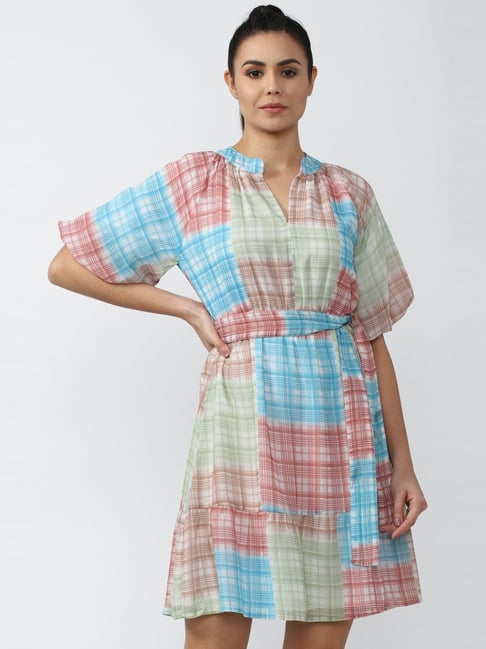 Van Heusen Multicolored Chequered A-Line Dress Price in India