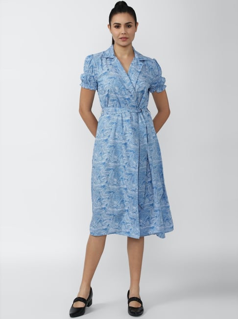 Van Heusen Blue Printed A-Line Dress Price in India