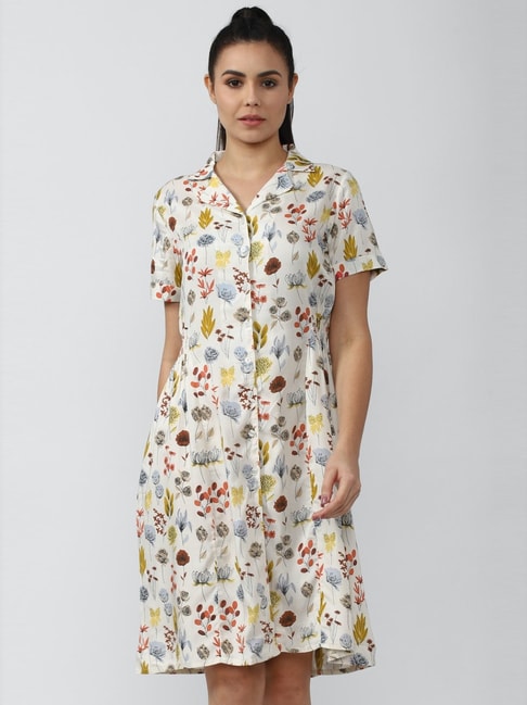 Van Heusen Beige Printed A-Line Dress Price in India