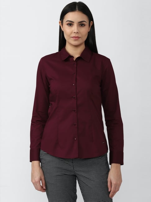 Van Heusen Maroon Regular Fit Shirt-picture-37