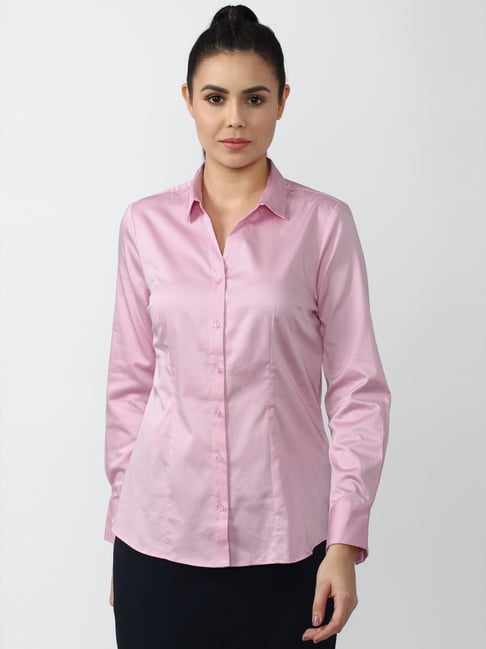 Van Heusen Pink Cotton Regular Fit Shirt Price in India