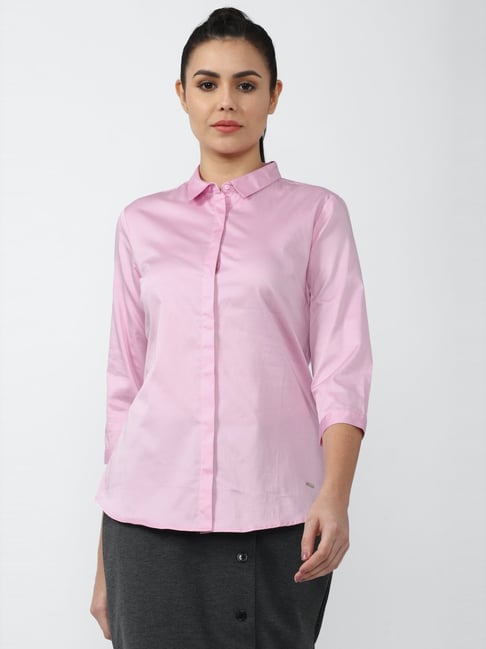 Van Heusen Pink Cotton Regular Fit Shirt-picture-17