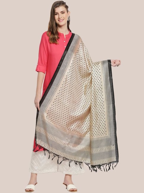 Dupatta Bazaar Beige Printed Dupatta