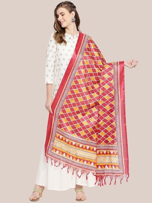 Dupatta Bazaar Red Printed Dupatta