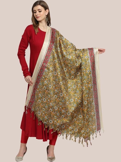 Dupatta Bazaar Mustard Floral Print Dupatta