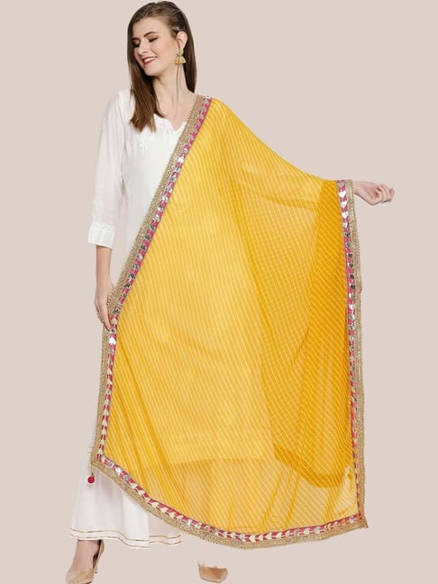 Dupatta Bazaar Mustard Printed Dupatta