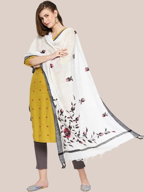 Dupatta Bazaar White Floral Print Dupatta