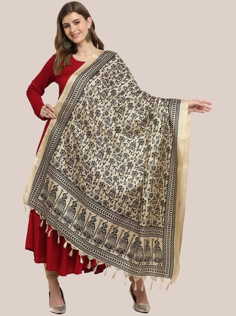 Dupatta Bazaar Beige Printed Dupatta