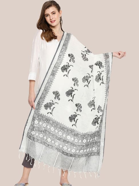 Dupatta Bazaar White Floral Print Dupatta