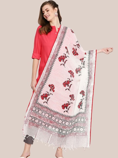 Dupatta Bazaar White Floral Print Dupatta