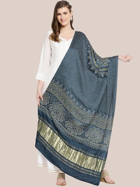 Dupatta Bazaar Blue Printed Dupatta