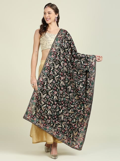 Dupatta Bazaar Black Embroidered Dupatta