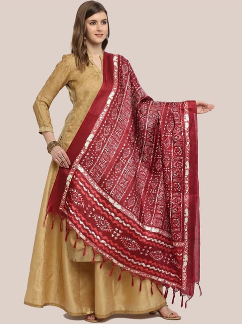 Dupatta Bazaar Maroon Printed Dupatta