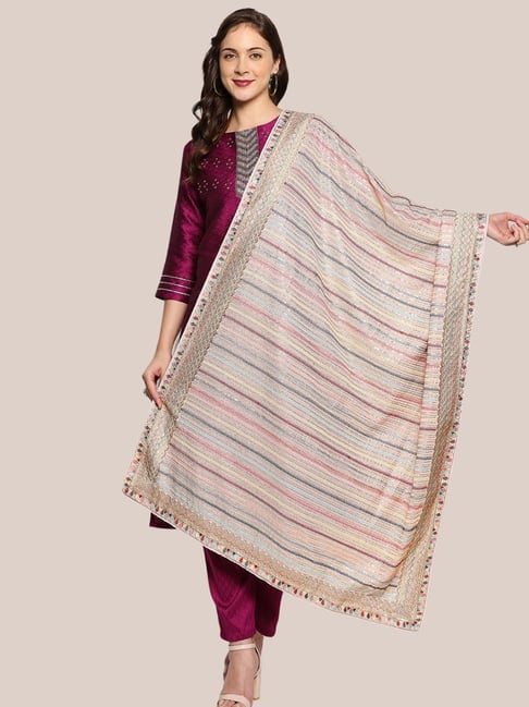 Dupatta Bazaar Blush Pink Embroidered Dupatta