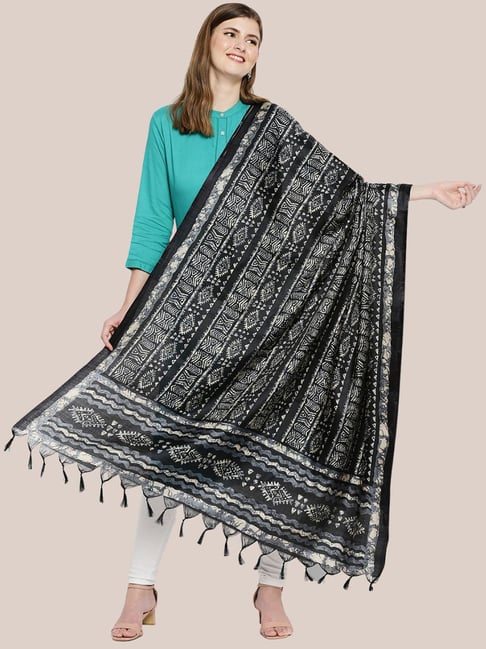 Dupatta Bazaar Black Printed Dupatta