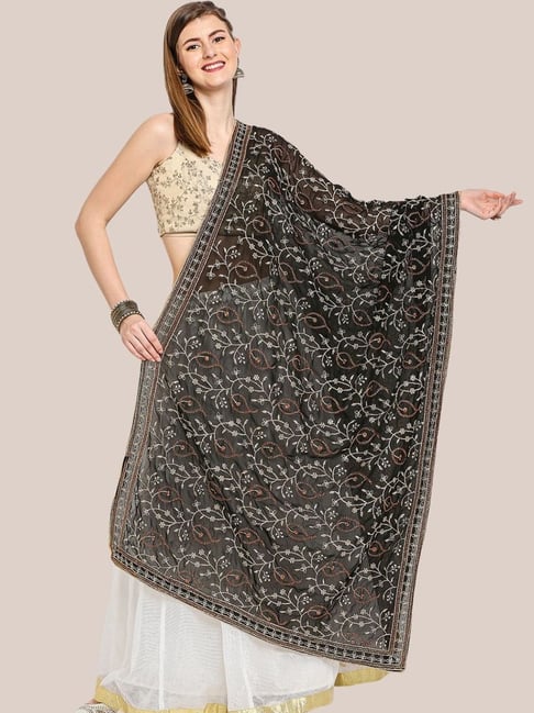 Dupatta Bazaar Black Embroidered Dupatta