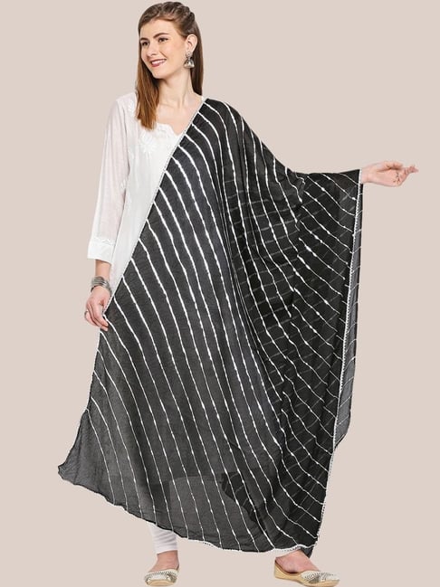 Dupatta Bazaar Black Striped Dupatta