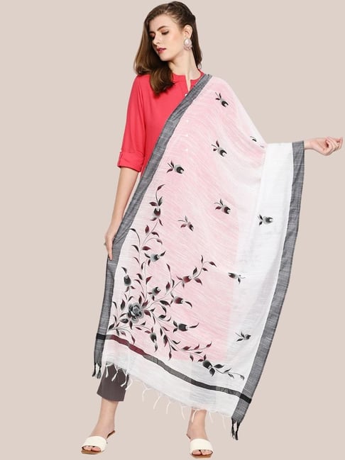 Dupatta Bazaar White Floral Print Dupatta