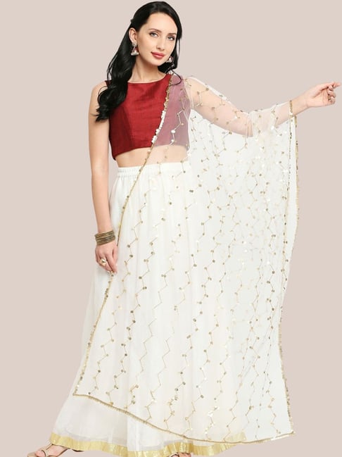 Dupatta Bazaar White Embellished Dupatta