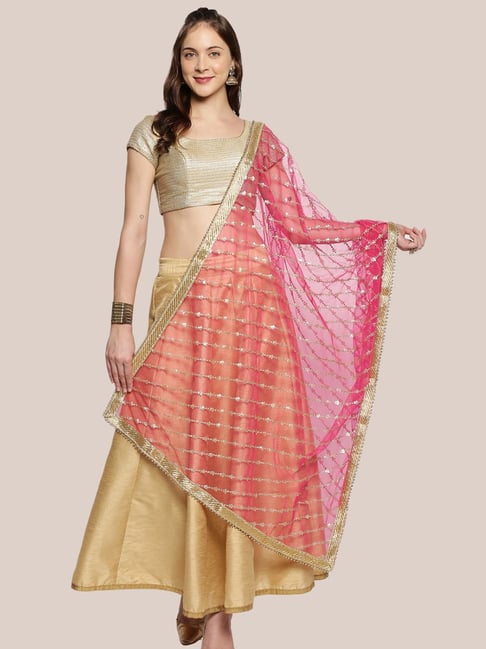 Dupatta Bazaar Rani Pink Embellished Dupatta