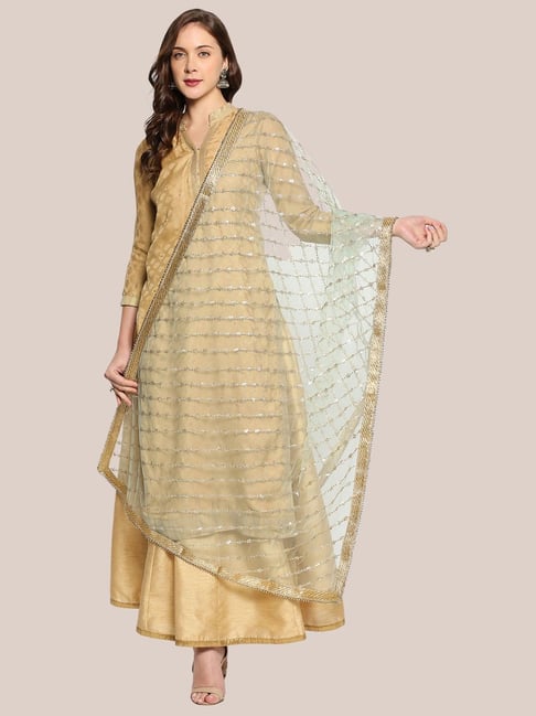 Dupatta Bazaar Pastel Green Embellished Dupatta