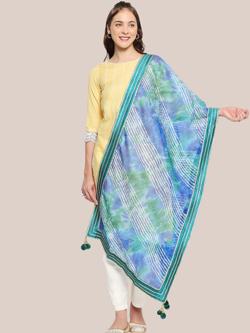 Dupatta Bazaar Blue Printed Dupatta