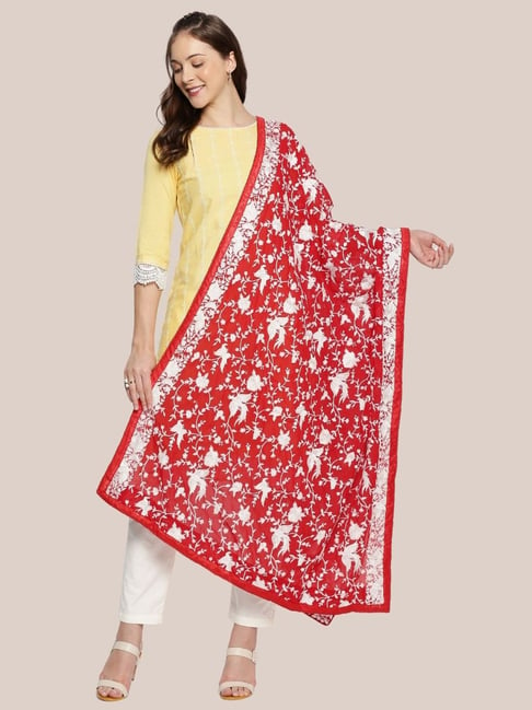 Dupatta Bazaar Red Embroidered Dupatta