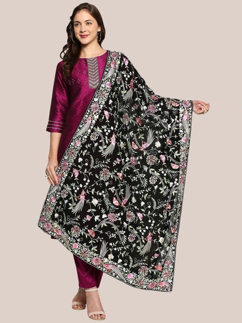 Dupatta Bazaar Black Embroidered Dupatta