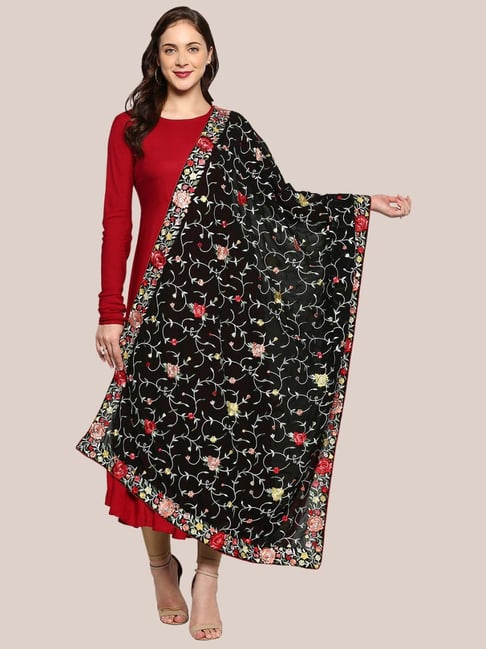 Dupatta Bazaar Black Embroidered Dupatta