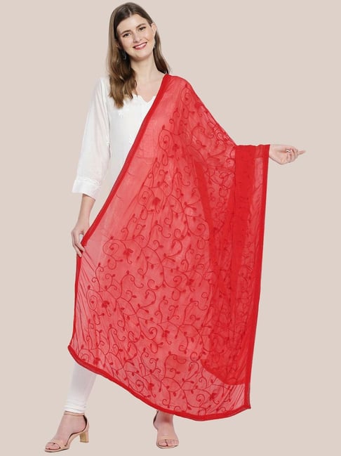 Dupatta Bazaar Red Embroidered Dupatta