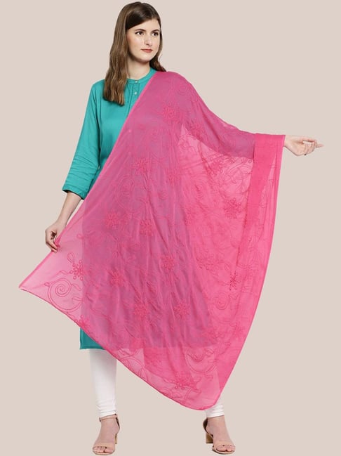 Dupatta Bazaar Pink Embroidered Dupatta