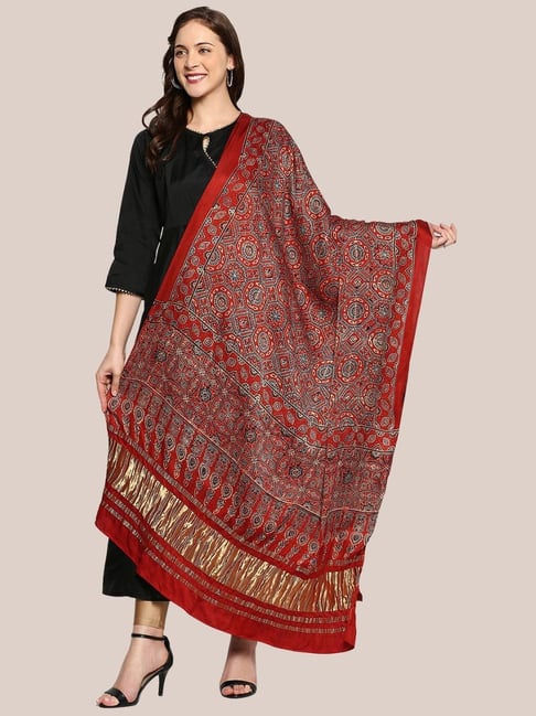 Dupatta Bazaar Maroon Printed Dupatta