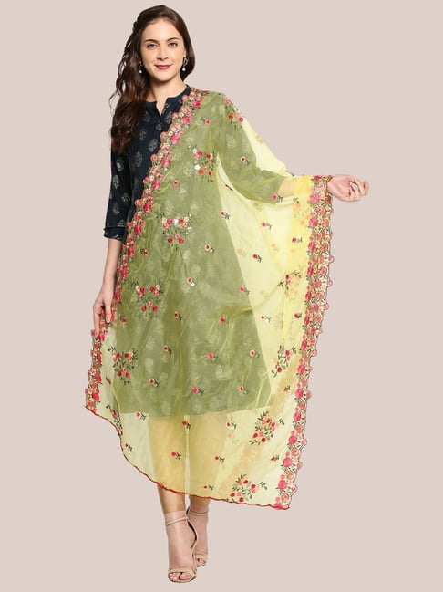 Dupatta Bazaar Yellow Embroidered Dupatta