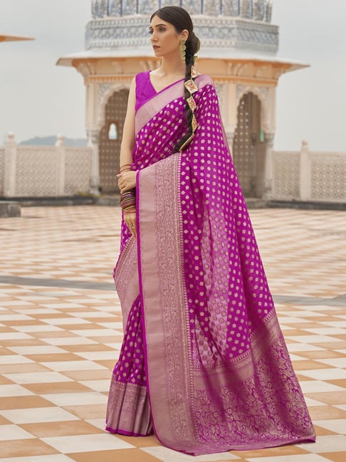 Saree Mall Magenta Woven Saree With Unstitched Blouse-picture-23