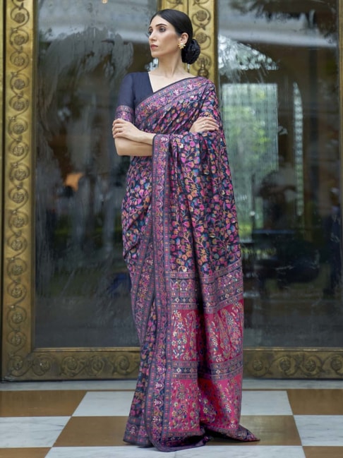 Buy Vastranand Green Floral Print Saree With Unstitched Blouse for Women  Online @ Tata CLiQ