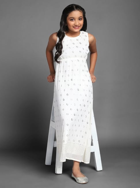 Buy Aks Kids White Embellished Dress for Girls Clothing Online