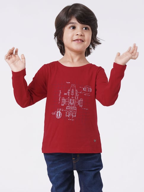 Ed-a-Mamma Kids Red Printed  T-Shirt-image-15