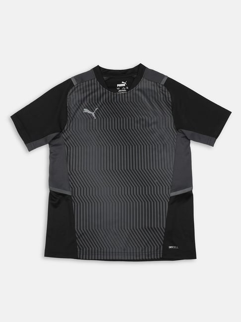 Puma Kids Black & Grey Printed T-Shirt