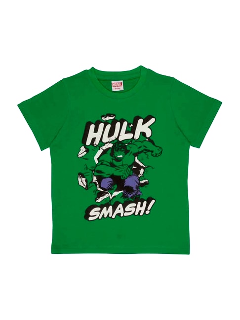 Marvel Kids Green Cotton Printed T-Shirt