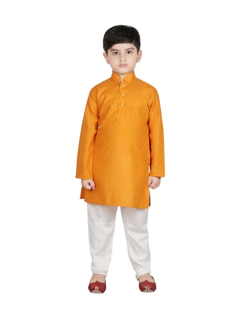 SG Yuvraj Kids Yellow & White Full Sleeves Kurta Set-picture-10