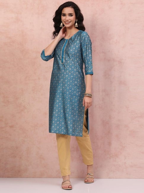 Rangriti Blue Printed Straight Kurta-picture-38