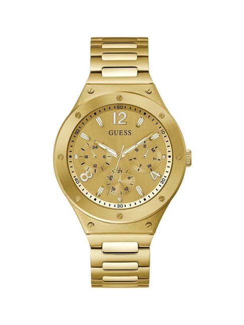 GUESS SCOPE Men Round Gold Tone Dial Analog Watch GW0454G2