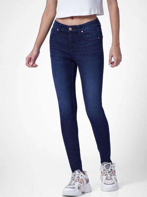 ONLY 203641001-Medium-Blue-Denim 30 Blue Mid Rise Patch Print Distressed  Skinny Jeans in Jaipur at best price by Girls Collection - Justdial