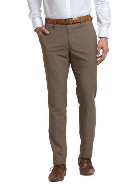 Park Avenue Brown Super Slim Fit Trousers