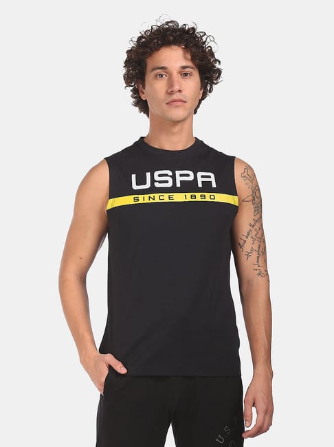 U S Polo Assn U.S. Polo Assn. Black Printed Vest