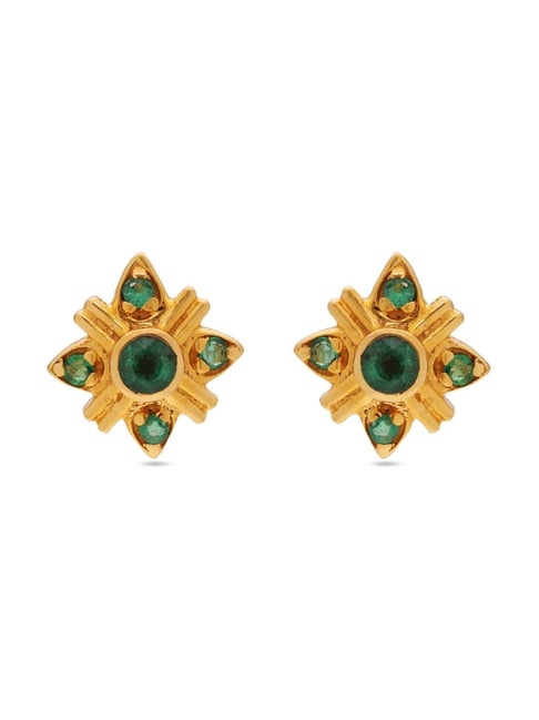 Emerald and Diamonds Earrings with Pearls Touch at Best Price