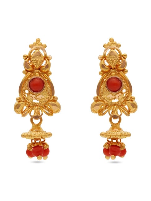 Gold tone coral earrings dj38505  dreamjwell