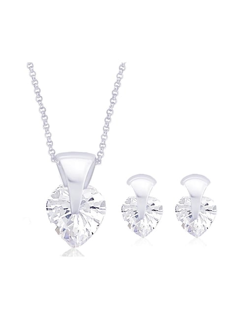 Taraash 92.5 Sterling Silver Pendant and Earrings Set for Women