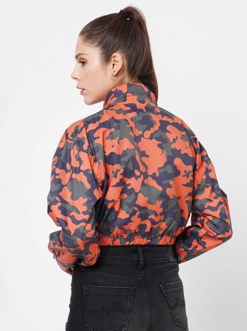 Orange camo jacket cropped best sale