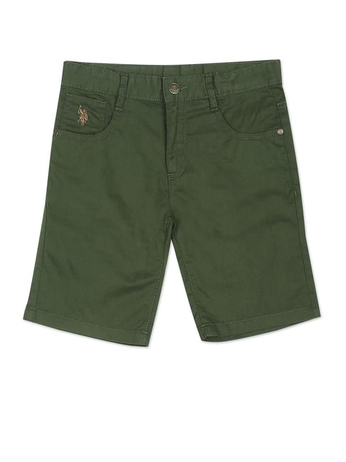 Buy Polo Kids Olive Solid Shorts for Boys Clothing